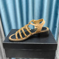 CHANEL HIGH SANDALS WITH THREE STRAPS IN DARK CREAM CALFSKIN