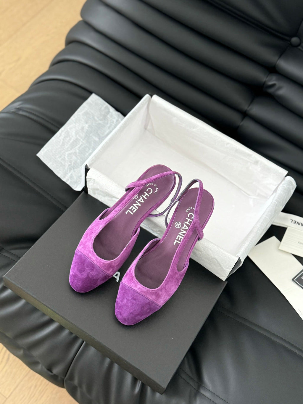 CHANEL CLASSIC SLINGBACK VIOLET PURPLE SUEDE